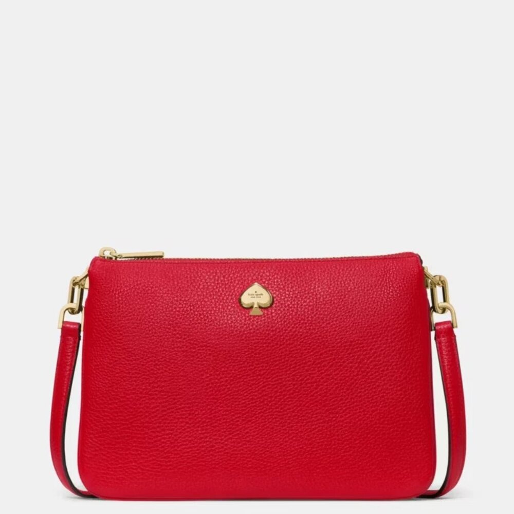 KATE SPADE Kayla Small Triple Compartment Crossbody Color: Perfect Cherry